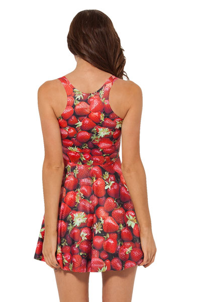 F33055   STRAWBERRY REVERSIBLE SKATER DRESS